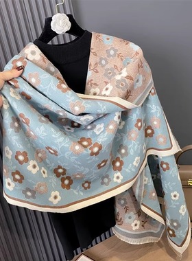围巾女款2025新款冬披肩女生粉色蓝色时尚洋气高档围巾韩系氛围感