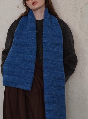 围巾女款2025新款冬披肩羊毛棕色蓝色时尚洋气高档围巾韩系氛围感