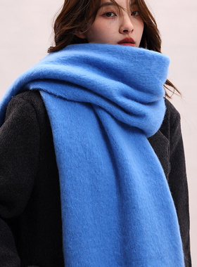 围巾女款2025新款冬披肩女生红色蓝色时尚洋气高档围巾韩系氛围感