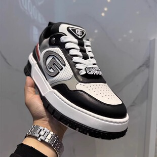 2025春季新款GF品牌潮牌厚底拼色休闲板鞋真皮轻质舒适运动男鞋