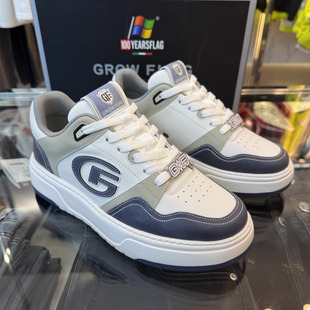 GF品牌男鞋2025春季时尚厚底拼色拼色休闲板鞋真皮轻质百搭运动鞋