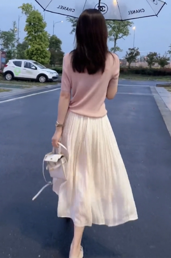 流光纱半身裙女夏季2026大码中长款百搭显瘦气质伞裙子仙女百褶裙