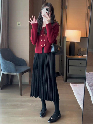 赠送运费险巨显瘦百褶裙