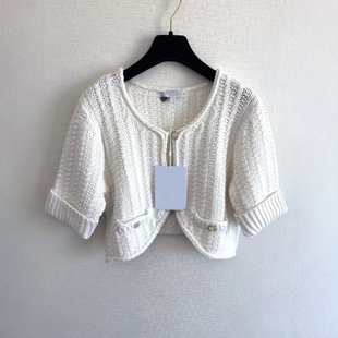 优雅显瘦减龄女上衣潮 开衫 南油高定早春26C小香风双C短款 针织短袖