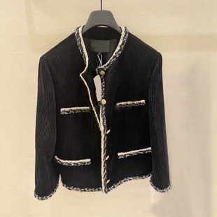 金珍妮Jennie同款南油高定25K小香风撞色捆边灯芯绒外套名媛风女