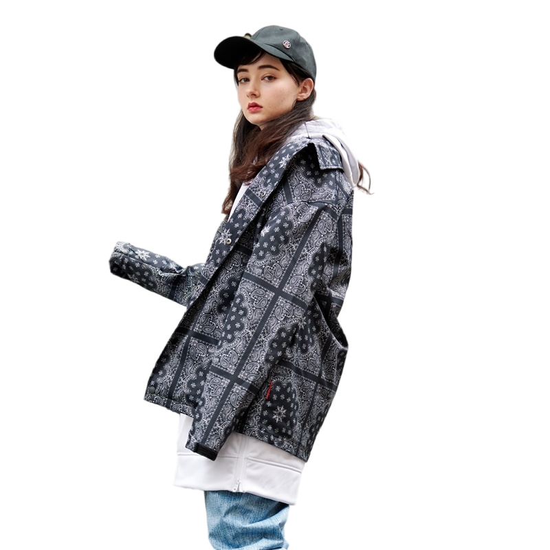 冬季防水教练夹克美式滑雪服男女外套轻量加绒保暖单板滑雪服外套