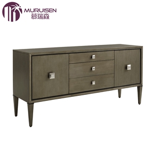 美式餐厅餐边柜茶水柜实木做旧简约储物柜客厅玄关装饰柜收纳柜子