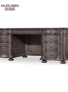 hooker胡克家具美式古典实木复古书桌写字桌办公桌仿古做旧大班台