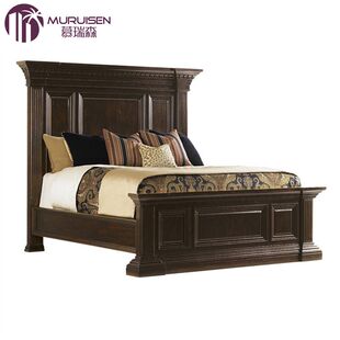 美式欧式古典雕花实木双人床主卧2米大床别墅卧房水性漆家具定制
