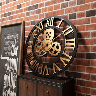 美式复古齿轮挂钟工业风wall clock客厅餐厅装饰创意壁钟钟表装饰