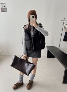 新国标90白鸭绒云朵韩系时尚 重工连帽撞色羽绒马甲 休闲百搭韩版