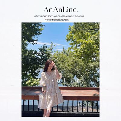 AnAnLine.【花间来信】原创款！少女感十足蝴蝶结刺绣连衣裙