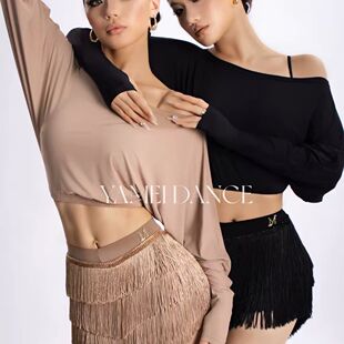 YAMEI雅美舞服蝙蝠袖上衣短款拉丁流苏钻裙显腿长拉丁套装专业