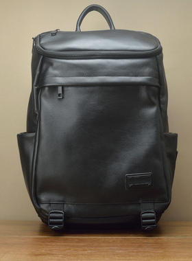 进口小牛皮男双肩背包 日韩运动SLP风高街潮流 头层真皮机车电脑