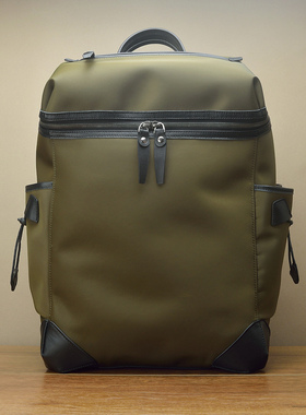 fima进口尼龙配真皮男双肩背 军旅ins健身防水户外旅行牛皮电脑包