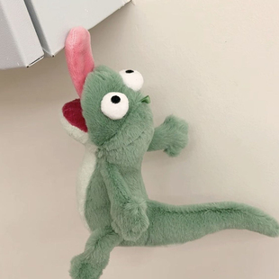河狸变身计划绿色发声蜥蜴抽象搞怪玩偶公仔摆件吐舌带磁吸礼物