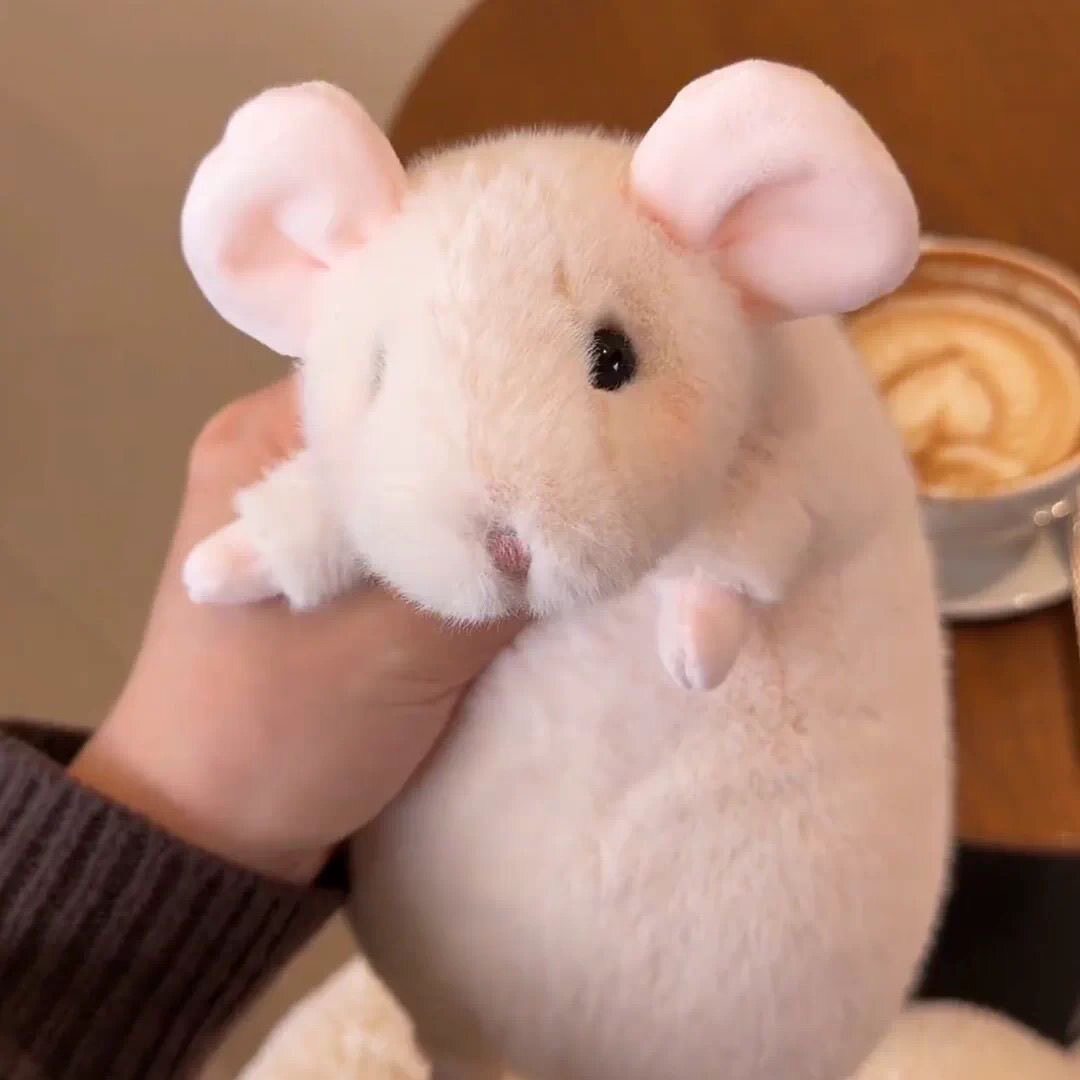 软fufu棉花糖花枝鼠毛绒玩偶仿真款小白鼠公仔可爱治愈系安抚抱枕