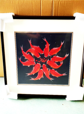带框餐厅画年年有余客厅装饰画