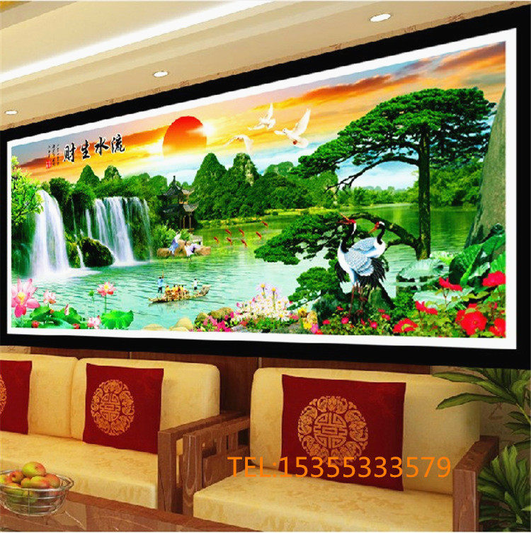 宠粉价出售流水生财旭日东升十字绣成品大画绣好装饰画迎客松家居,居家布艺,十字绣成品,淘宝优惠券,粉丝福利购,淘宝优惠卷