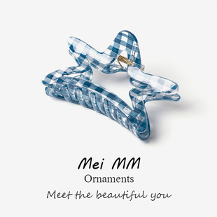 女后脑勺盘发鲨鱼夹头饰发夹百搭发抓发饰 复古格子抓夹2026年新款