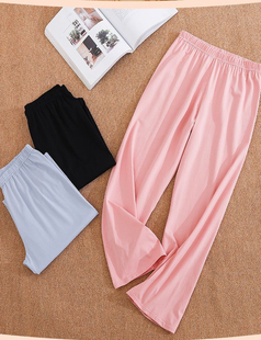 优质棉料新款纯色休闲长裤春夏秋松紧宽松空调裤可外穿睡裤女薄款