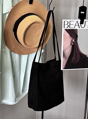 2件包邮韩国文创店订单黑色帆布包托特包帆布手袋 百搭简约韩味！