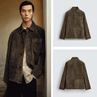 男装 反绒皮皮革修身 直筒美式 柜599 外套 新品 衬衫 8281132 秋季