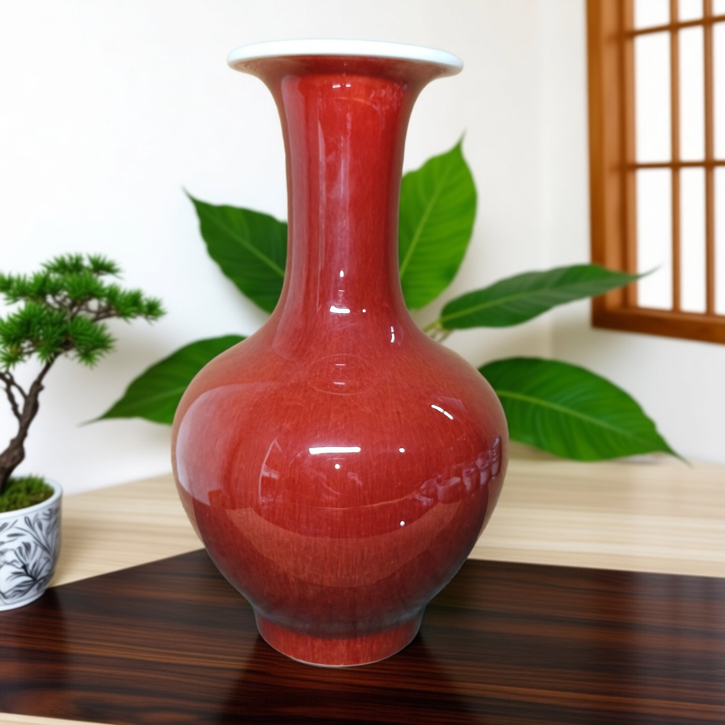 景德镇厂货瓷/怀旧装饰收藏老物件原建国瓷厂高温窑变郎红赏瓶