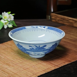 包老景德镇567老厂瓷 怀旧老餐具 人民瓷厂青花梧桐5英寸翻口饭碗