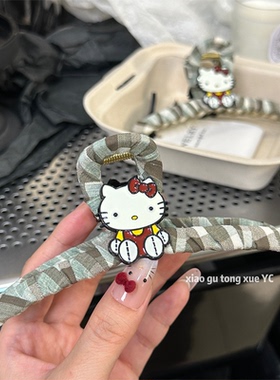 饰旎卡通格子布艺发夹