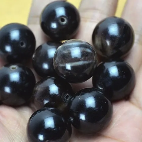 diy牛角珠子广西散珠圆珠牛角配件水牛角黑牛角饰品正宗配饰