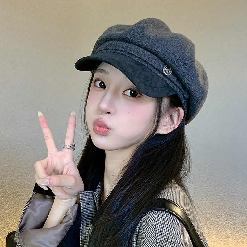 2025韩版秋冬季八角帽女时尚显脸小贝雷报童帽遮阳复古画家帽