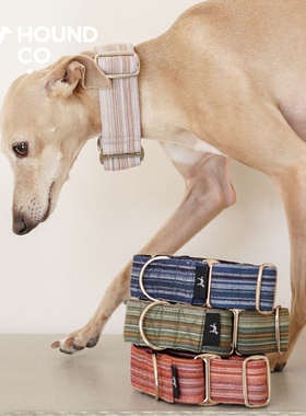 HoundCo.宠物狗狗复古布艺项圈放跳脱可调节常规加宽全棉彩色染布
