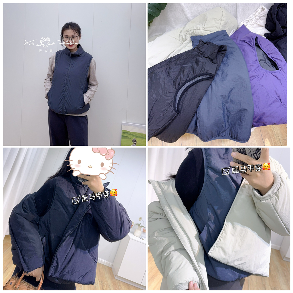 配系棉服神器！青少年少女小个子女羊毛夹层立领棉马甲雾面坎肩