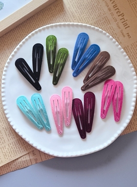 彩色植绒不锈钢6厘米水滴发夹手工diy边夹碎发夹时尚装饰基础夹