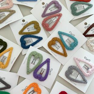 韩国进口彩色麻花不锈钢桃心BBB夹手工diy儿童饰品碎发边夹掰掰夹