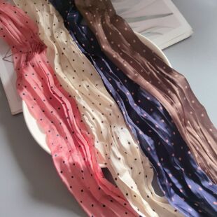 韩国进口褶皱波点绸缎丝带手工diy饰品蝴蝶结大肠圈包布边夹材料