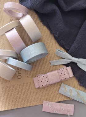 韩国进口璀璨琉璃色加厚定型织带手工diy头饰品蝴蝶结边夹一字夹