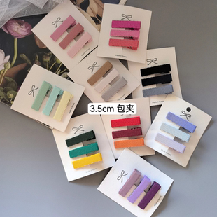 日本进口彩色螺纹帽带包夹3.5cm不锈钢手工diy宝贝饰品碎发夹配件