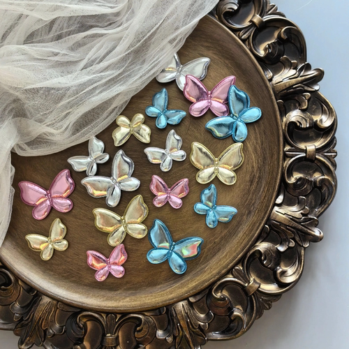 韩国进口金属光泽仿皮蝴蝶贴片手工diy手工发夹头饰饰品配件材料