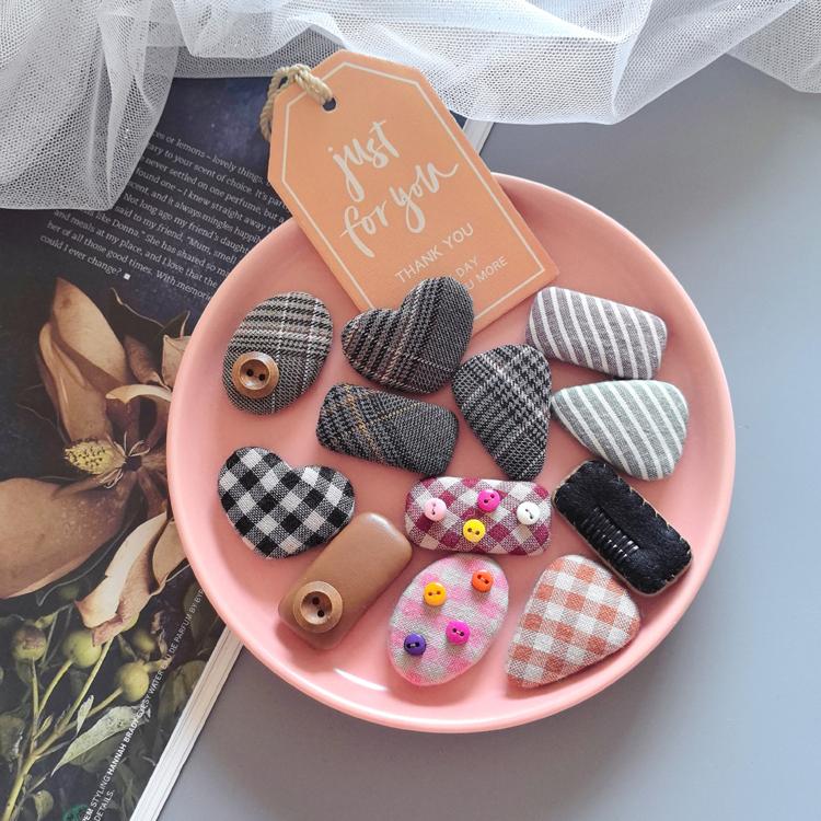 韩国进口憨憨baby汗毛胎毛梳夹包布材料包手工diys宝宝边夹刘海夹