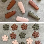 韩国进口PU复古花朵和夹套压片手工diy头饰品发夹边夹配件材料