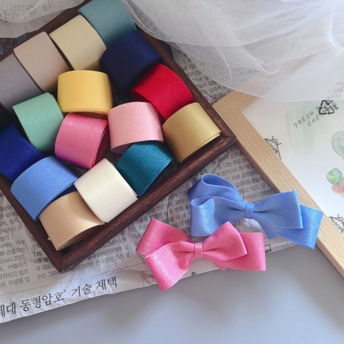 韩国进口双面微珠光软糯丝带手工diy饰品蝴蝶结发夹爪夹装饰边夹