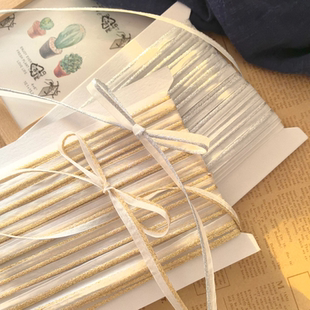日本进口小众金银纱条丝带手工diy头饰品蝴蝶结发夹装饰耳饰织带