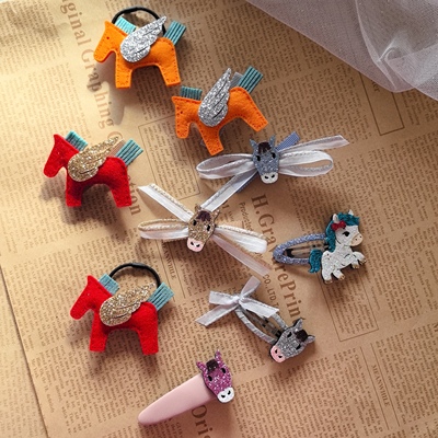 韩国进口2026新年节日小马萌宠切片材料包手工diy饰品发夹装饰件