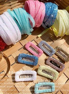 韩国进口细闪粉亮丝带3.5mm手工diy宠物包夹宝宝绕发夹发箍织带