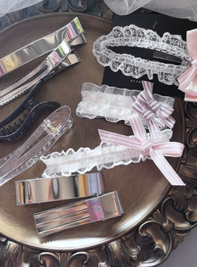 韩国进口时尚流行大尺寸金属和透明懒人夹手工diy头饰品基础发夹