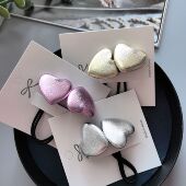 韩国进口仿皮荔枝纹理包桃心扣手工diy碎发边夹皮筋制作饰品配件