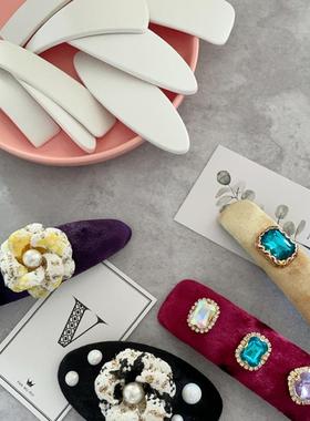 韩国进口个性包夹硬板多尺寸多形状手工diy丝绒花布包夹材料配件