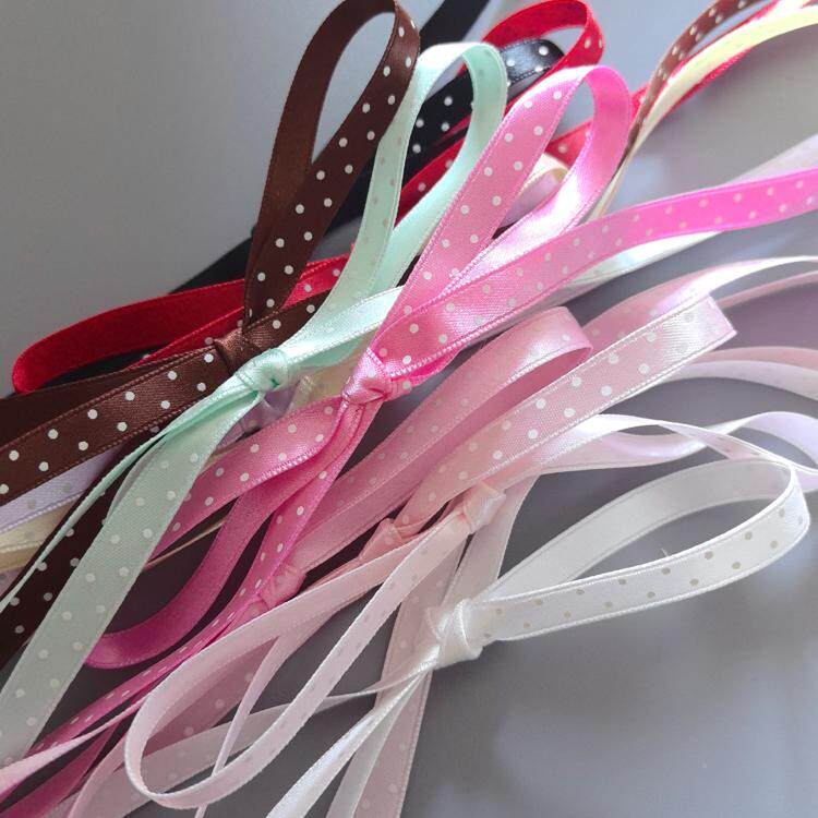日本进口高光泽波点缎带6mm/15mm宽手工diy饰品蝴蝶结发夹宠物夹